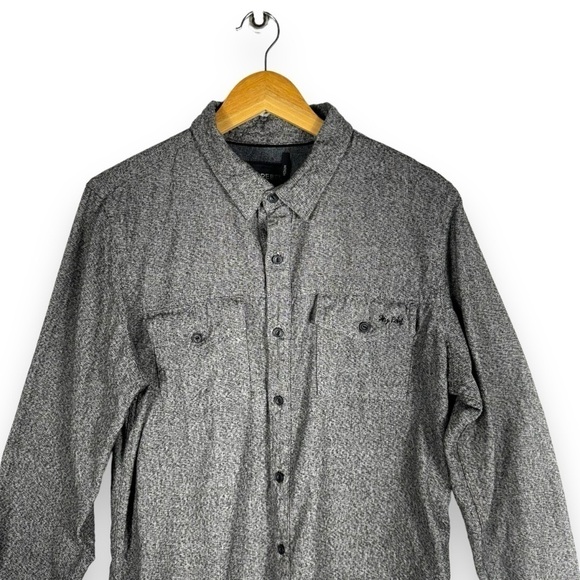 4 for $40 SALE! Sky Rebel Sr Ian Embroidered Spell Out Button Up Shirt, Grey, M - Picture 2 of 11